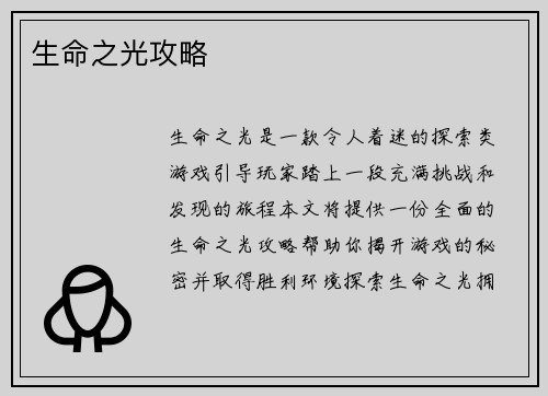 生命之光攻略
