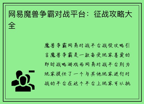 网易魔兽争霸对战平台：征战攻略大全